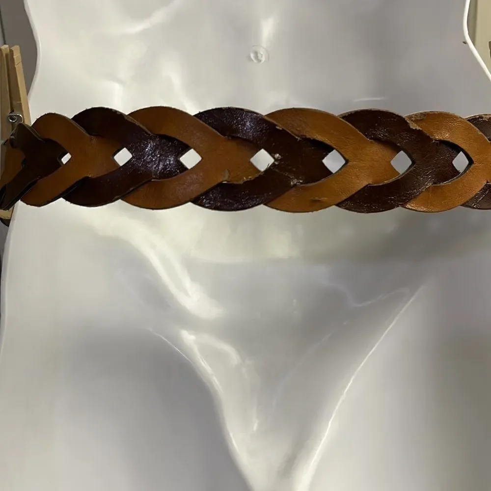 Steve Madden Women’s Braided Two-Tone Brown Belt- Large